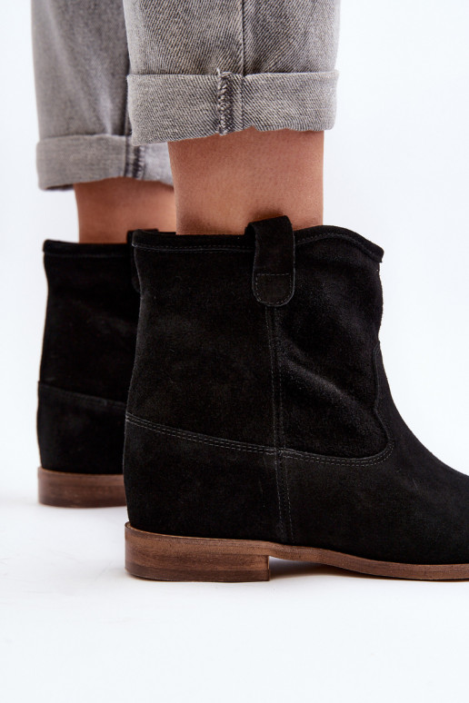 Zazoo 2326 zo semišu Trvalý model Dámske čižmy čierna