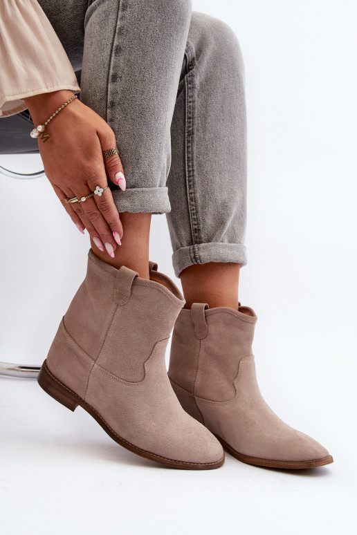 Zazoo 2326 zo semišu Trvalý model Dámske čižmy béžová