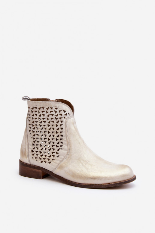 Zazoo 2791 Kožené Prelamované čižmy zlatej farby Zazoo 2791 Kožené Prelamované čižmy zlatej farby