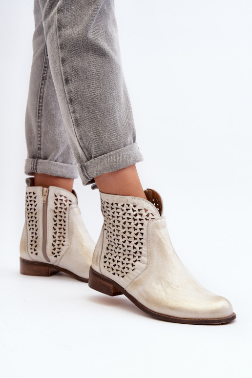 Zazoo 2791 Kožené Prelamované čižmy zlatej farby Zazoo 2791 Kožené Prelamované čižmy zlatej farby