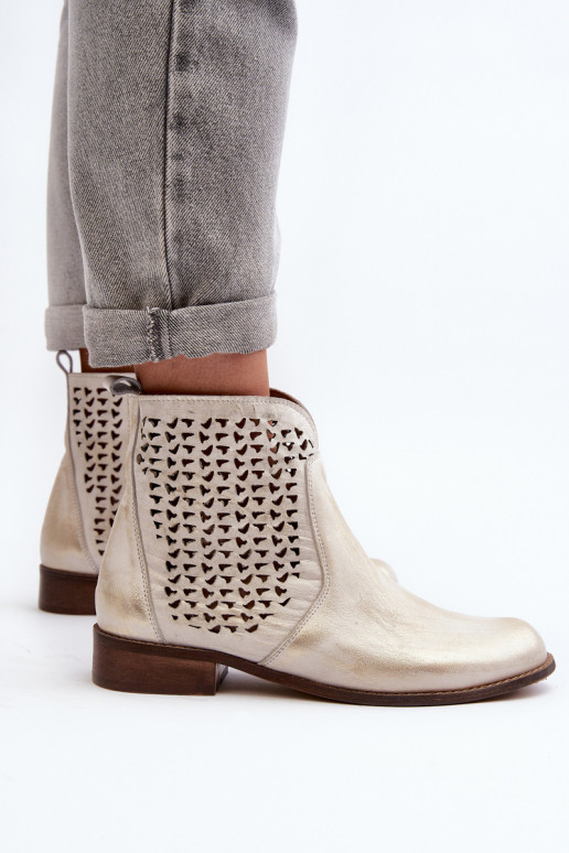 Zazoo 2791 Kožené Prelamované čižmy zlatej farby Zazoo 2791 Kožené Prelamované čižmy zlatej farby