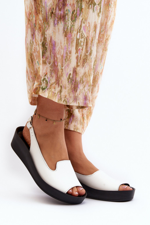 Zazoo 2893 Dámske sandále Kožené na Hustýj PodeszInie biela farba