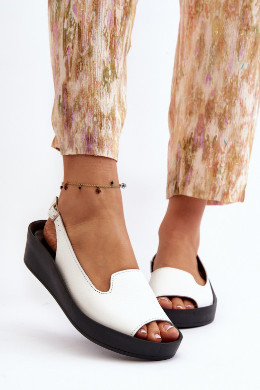 Zazoo 2893 Dámske sandále Kožené na Hustýj PodeszInie biela farba