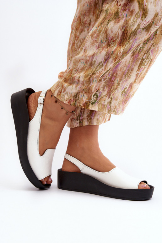 Zazoo 2893 Dámske sandále Kožené na Hustýj PodeszInie biela farba