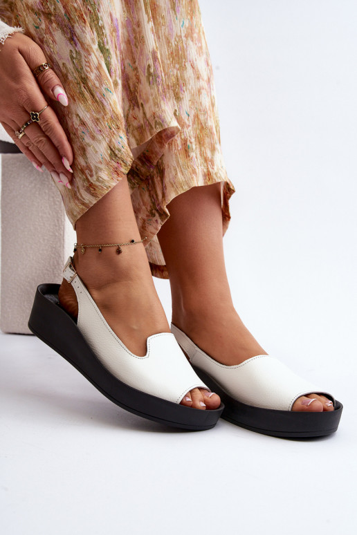 Zazoo 2893 Dámske sandále Kožené na Hustýj PodeszInie biela farba