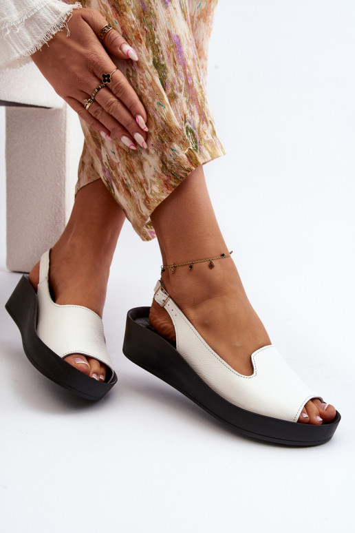 Zazoo 2893 Dámske sandále Kožené na Hustýj PodeszInie biela farba