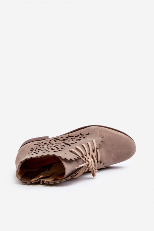 Zazoo 2871 Prelamované čižmy Dámske so šnúrkami béžová Zazoo 2871 Prelamované čižmy Dámske so šnúrkami béžová