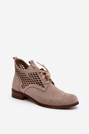 Zazoo 2878 Nízka Prelamované čižmy Dámske zo semišu béžová