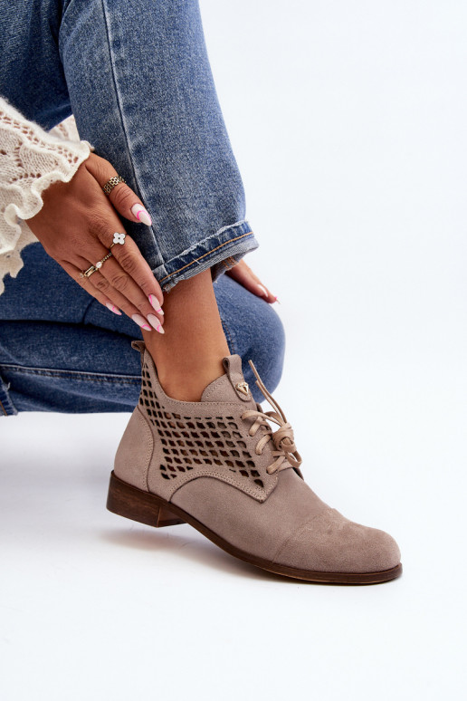 Zazoo 2878 Nízka Prelamované čižmy Dámske zo semišu béžová Zazoo 2878 Nízka Prelamované čižmy Dámske zo semišu béžová