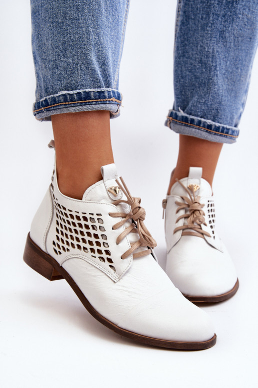 Zazoo 2878 Nízka Prelamované čižmy Kožené Dámske biela farba Zazoo 2878 Nízka Prelamované čižmy Kožené Dámske biela farba