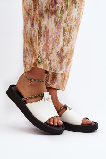 Zazoo 2896 Dámske papuče Kožené biela farba 2