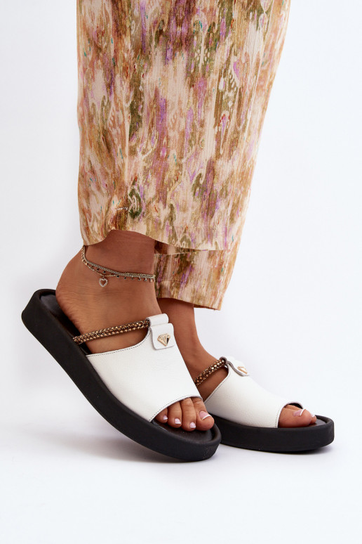 Zazoo 2896 Dámske papuče Kožené biela farba