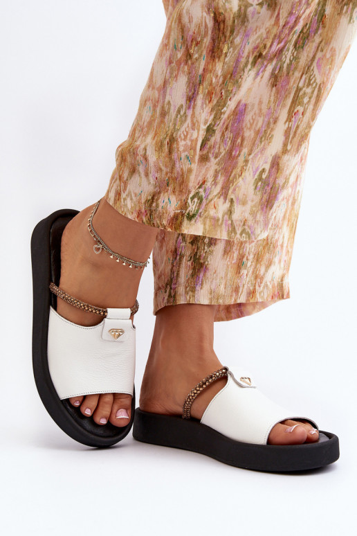 Zazoo 2896 Dámske papuče Kožené biela farba