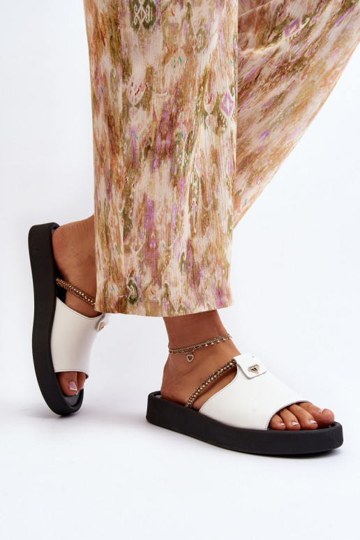 Zazoo 2896 Dámske papuče Kožené biela farba