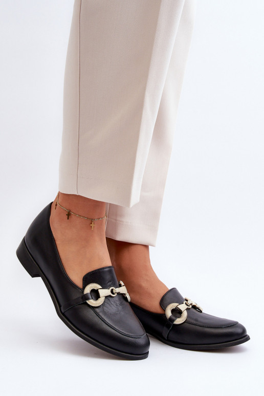 Zazoo 2880 Dámske Mokasíny Kožené s ozdobami čierna