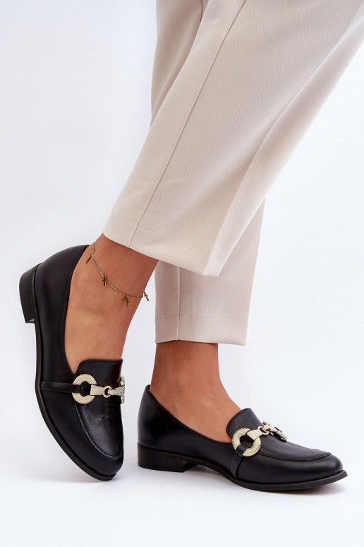 Zazoo 2880 Dámske Mokasíny Kožené s ozdobami čierna