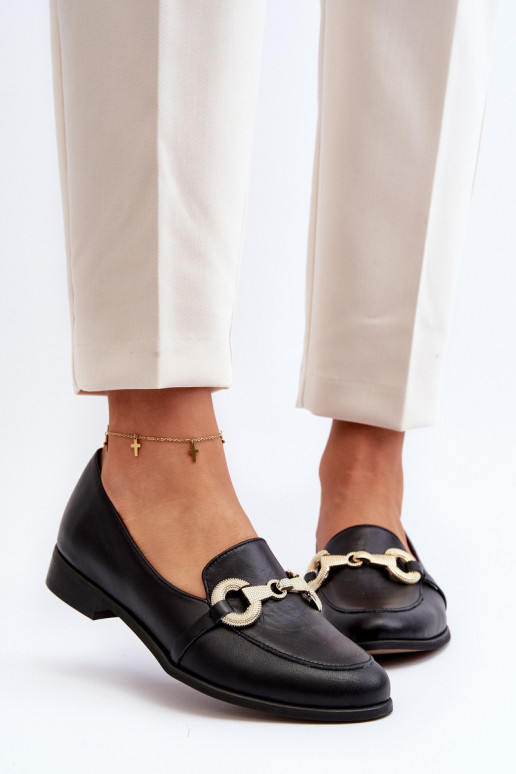 Zazoo 2880 Dámske Mokasíny Kožené s ozdobami čierna