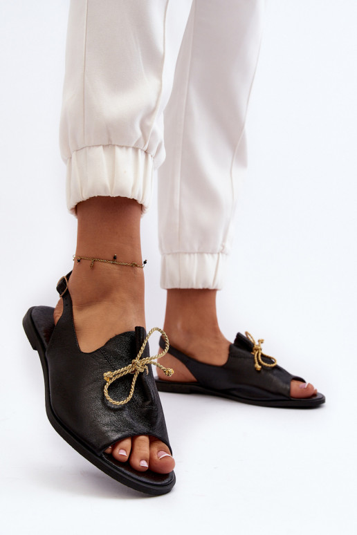 Zazoo 2898 Kožené Ploché sandále čierna