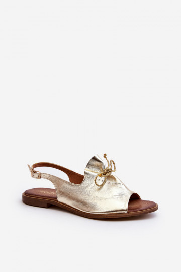 Zazoo 2898 Kožené Ploché sandále zlatej farby