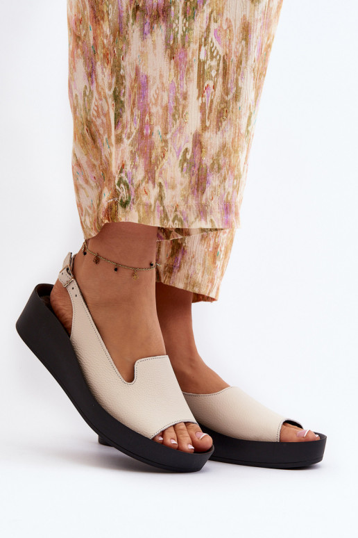 Zazoo 2893 Dámske sandále Kožené na Hustýj PodeszInie slonovina