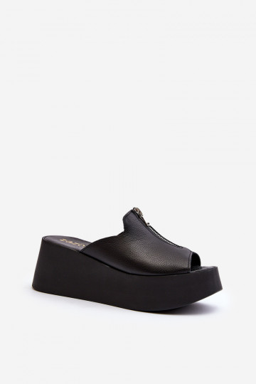 Zazoo 2916 Dámske Papuče s platformou so zipsami čierna