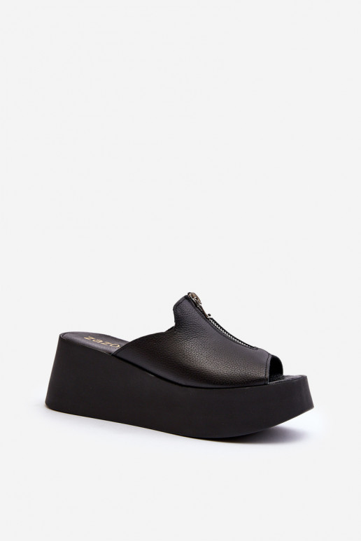 Zazoo 2916 Dámske Papuče s platformou so zipsami čierna