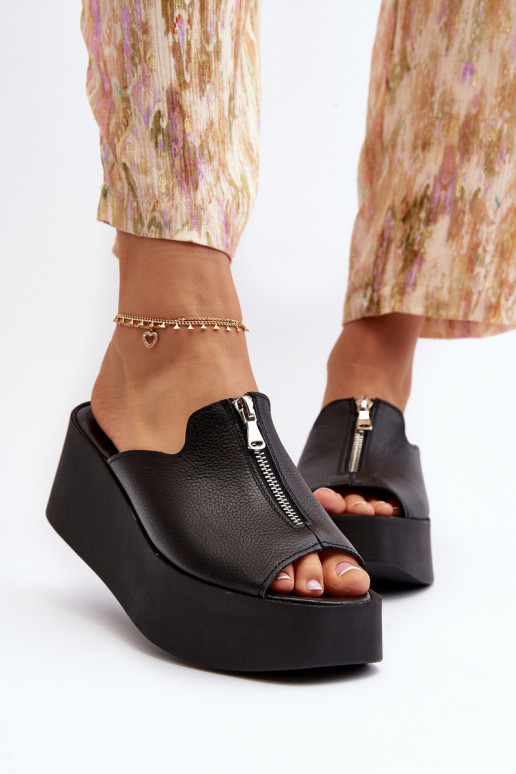 Zazoo 2916 Dámske Papuče s platformou so zipsami čierna