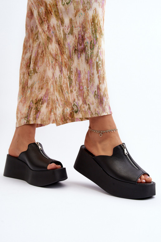 Zazoo 2916 Dámske Papuče s platformou so zipsami čierna