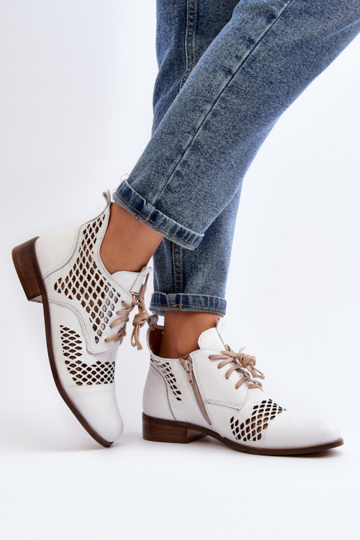 Zazoo 2704 Kožené Prelamované čižmy biela farba Zazoo 2704 Kožené Prelamované čižmy biela farba