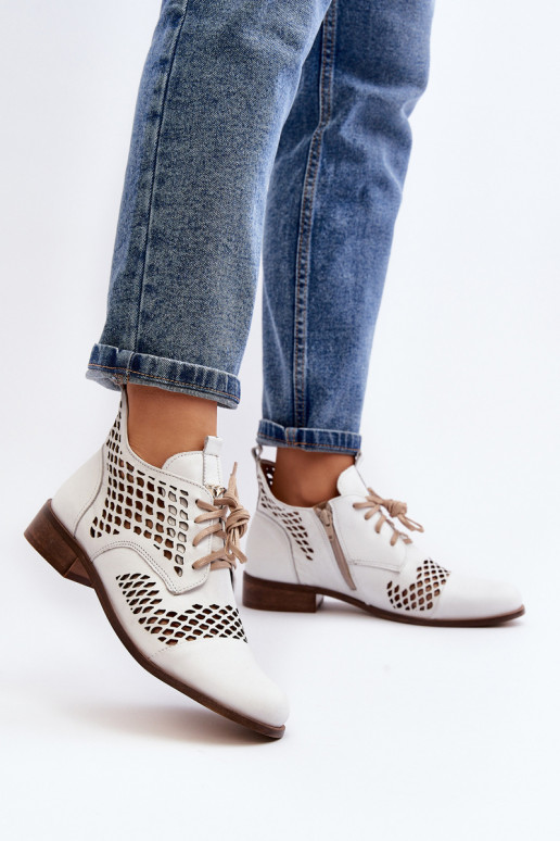 Zazoo 2704 Kožené Prelamované čižmy biela farba Zazoo 2704 Kožené Prelamované čižmy biela farba