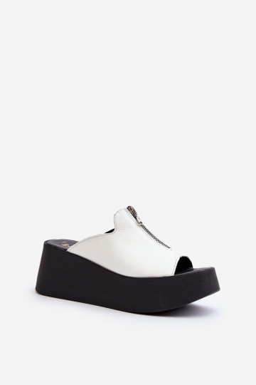 Zazoo 2916 Dámske Papuče s platformou so zipsami biela farba