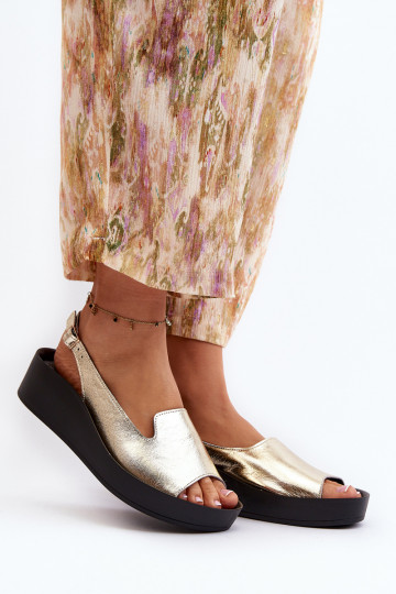 Zazoo 2893 Dámske sandále Kožené na Hustýj PodeszInie zlatej farby 2