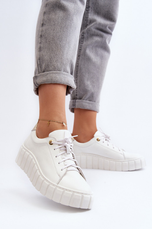 Zazoo 2919 Dámske Kožené topánky Zapnuté hrubej podrážke biela farba Zazoo 2919 Dámske Kožené topánky Zapnuté hrubej podrážke biela farba