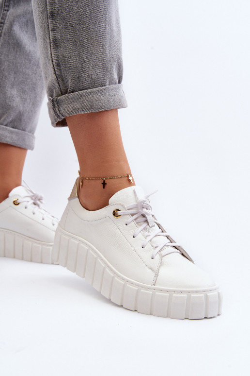 Zazoo 2919 Dámske Kožené topánky Zapnuté hrubej podrážke biela farba Zazoo 2919 Dámske Kožené topánky Zapnuté hrubej podrážke biela farba