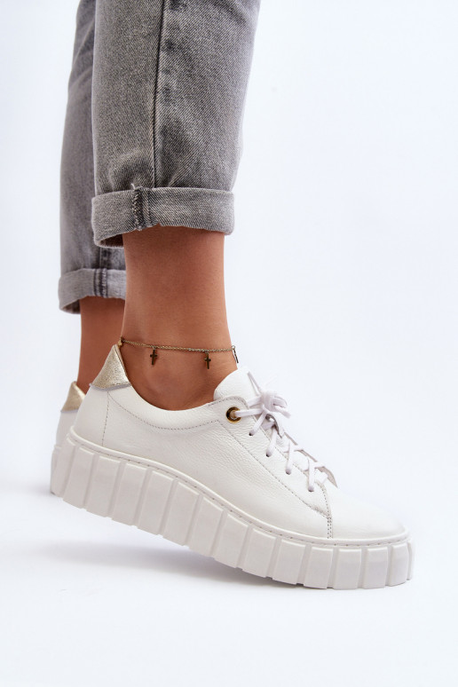 Zazoo 2919 Dámske Kožené topánky Zapnuté hrubej podrážke biela farba Zazoo 2919 Dámske Kožené topánky Zapnuté hrubej podrážke biela farba