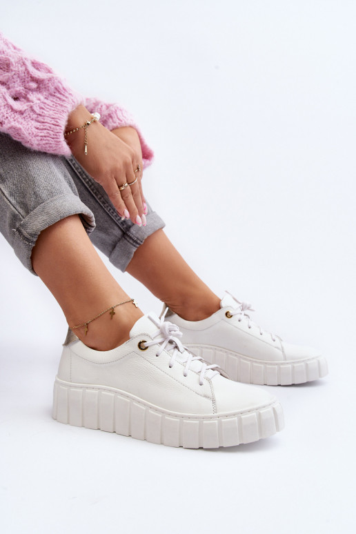 Zazoo 2919 Dámske Kožené topánky Zapnuté hrubej podrážke biela farba Zazoo 2919 Dámske Kožené topánky Zapnuté hrubej podrážke biela farba