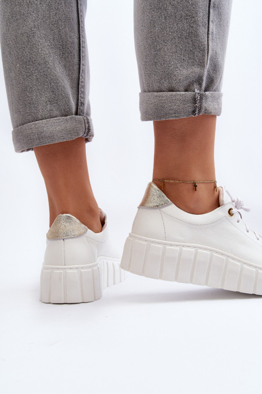 Zazoo 2919 Dámske Kožené topánky Zapnuté hrubej podrážke biela farba Zazoo 2919 Dámske Kožené topánky Zapnuté hrubej podrážke biela farba