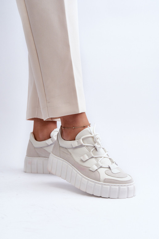 Dámske Kožené tenisky s platformou M01/1 Zazoo slonovina