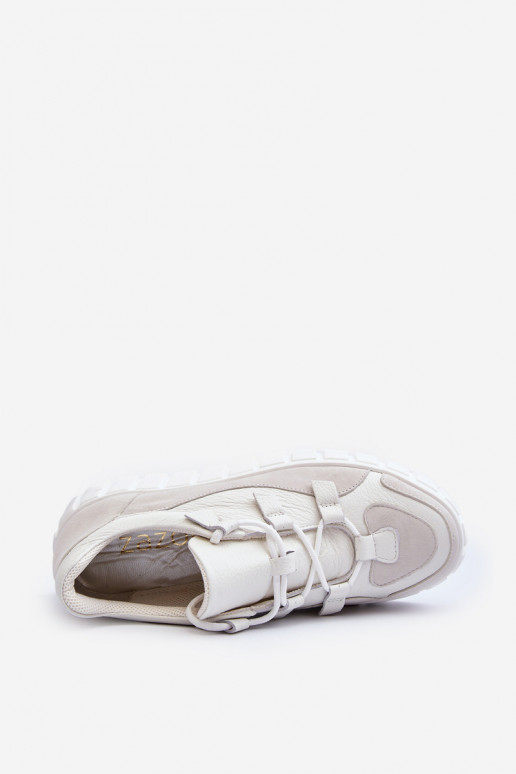 Dámske Kožené tenisky s platformou M01/1 Zazoo slonovina