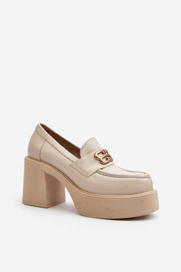 Zazoo 20170 topánky Kožené Dámske s podpätkami slonovina 2