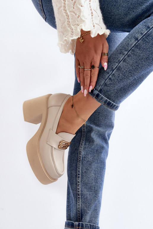 Zazoo 20170 topánky Kožené Dámske s podpätkami slonovina Zazoo 20170 topánky Kožené Dámske s podpätkami slonovina