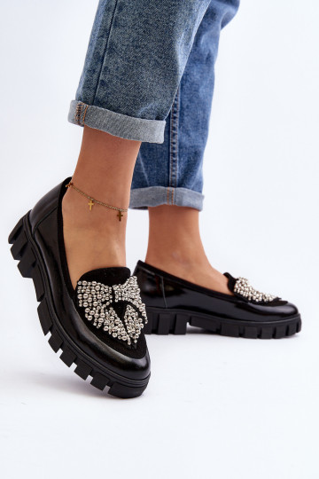 Lakované mokasíny Dámske Laura Messi 2785 čierna 2