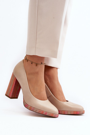 Topánky s podpätkami Laura Messi 2746 slonovina 2