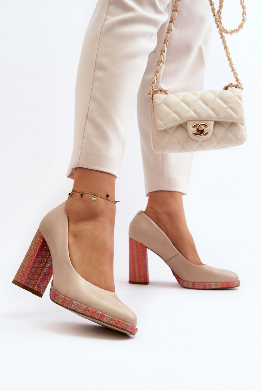 Topánky s podpätkami Laura Messi 2746 slonovina