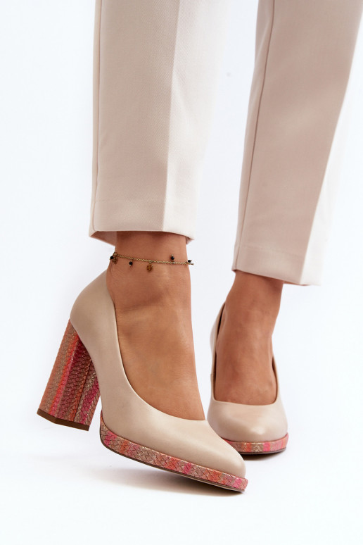 Topánky s podpätkami Laura Messi 2746 slonovina