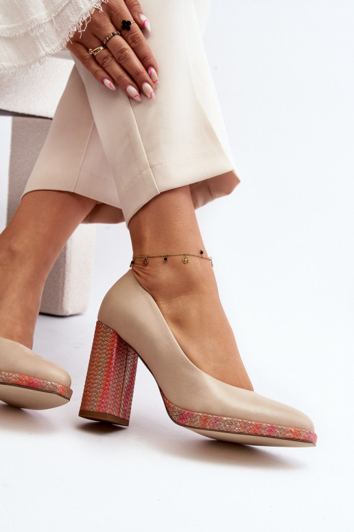 Topánky s podpätkami Laura Messi 2746 slonovina