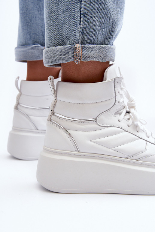 Zazoo 3392/X Dámske Kožené tenisky s platformou biela farba