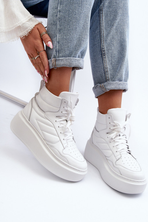 Zazoo 3392/X Dámske Kožené tenisky s platformou biela farba