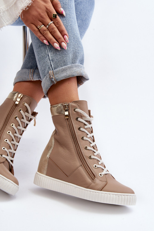 Zazoo 3081 Kožené Bežná obuv Zapnuté INedge béžová