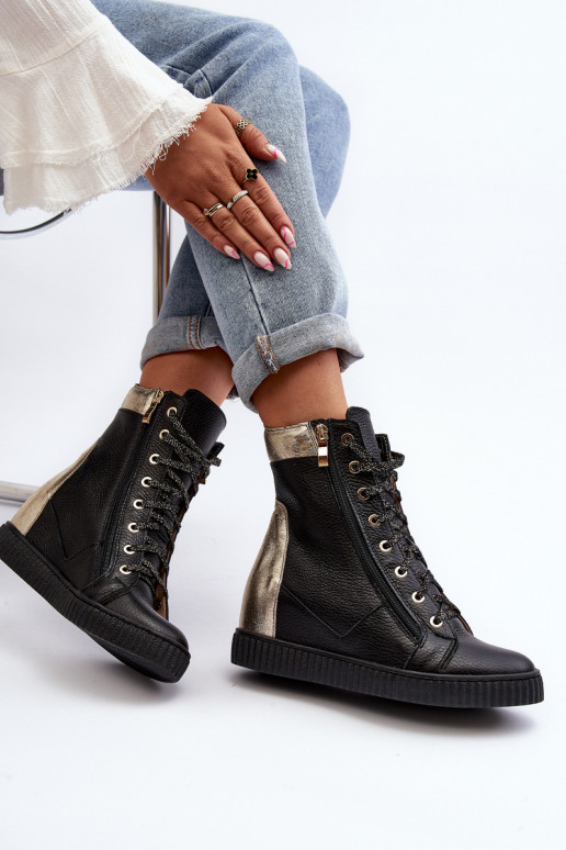 Zazoo 3081 Kožené Bežná obuv Zapnuté INedge čierna